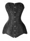 Hip Gores Brocade Jacquard Long Overbust Corset Black