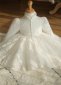 Girls Anniversary Wedding Party White Flower Lace Dress 2