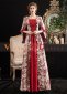 Red Renaissance Colonial Antique Floral Princess Prom Ball Gown Dress