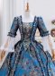 Blue Floral Brocade Victorian Ball Gown Historical Masquerade Dress 4
