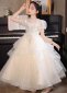 White Mesh Sequin Wedding Engagement Formal Dress For Children 2