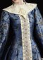 Renaissance Medieval Blue Floral Jacquard Robe Dress 7