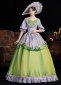 Green Printed Ruffled Half Sleeves Floor Length Venice Carnival Holiday Festive Formal Dress 2