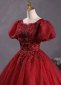 Sparkly Burgundy Tulle Embroidery Formal Dress 3