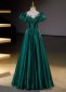 Vintage Green Puff Ball Sleeves Formal Dresses 1