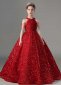 Girls Red Halter Neck Sequin Bead Wedding Christmas Dresses