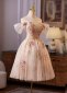 Pink Embroidery Bead Off The Shoulder Short Cocktail Ball Gown 3