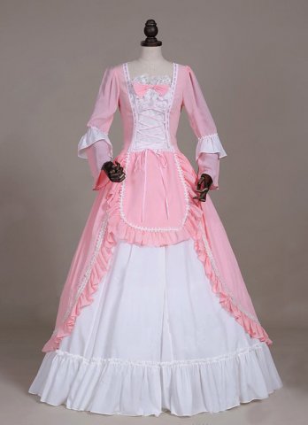 ルネッサンスプリンセスピリオドプロムピンクドレスガウンシアターウェア