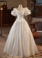Vintage Princess White Satin 20s Party Dresses 1