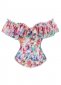 Chiffon Printed Off Shoulder Bustier With Ruffled Neckline
