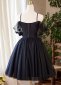 Black Applique Spaghetti Straps Tulle Cocktail Dress 3