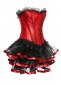 Red Satin Lace Sexy Overbust Corset And Skirt