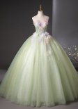 Light Green Off The Shoulder Applique Glitter Tulle Holiday Party Dress