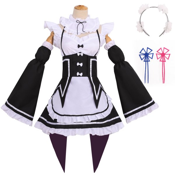 Anime Re:zero Kara Hajimeru Isekai Seikatsu Life In a Different World Ram Rem Cosplay Costume Wigs Maid Dress Halloween Costume