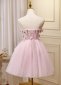 Pink Strapless A Line Sweetheart Short Corset Graduation Dress With Flower 2