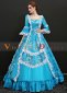 Blue Short Flare Sleeves Lace Floral Rococo Masquerade Lolita Dress Gown 4