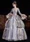 Women Gray Jacquard Long Sleeves Floor Length Festive Formal Ball Dress 3