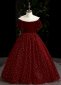 Vintage Red Velvet Mesh0Dress Banquet Party Dresses For Children