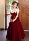 Vintage Flower Girls Burgundy Velvet Masquerades Party Dress