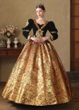 Customized 18th Century Victorian Floral Brocade Masquerade Fantasy Dress Evil Queen Theater Clothing
