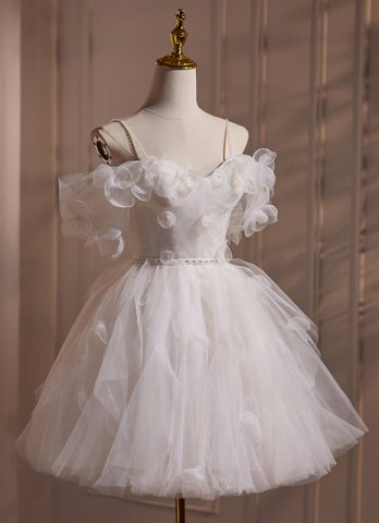 White Spaghetti Straps Sweet Mini Dress