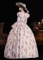 Pink Printed Long Flare Sleeve Floor Length Masquerade Ball Dress 3