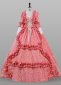 Rose Red Jacquard Renaissance Colonial Lady Princess Tea Party Garden Floral Ball Gown Victorian Dress Theater Clothing
