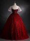 Burgundy Sequin Tulle Long Prom Dress 2