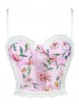 Printed Bra Sexy Lace Bust Corset Detail Crop Top