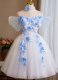 Blue Off-the-Shoulder Applique Formal Dress Girls Prom Homecoming Dress