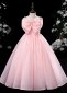 Pink Girls Princess Spaghetti Straps Big Bow Party Dress