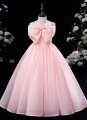 Pink Girls Princess Spaghetti Straps Big Bow Party Dress