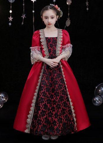 Girls Victorian Marie Antoinette Ball Gown Kids Vampire Halloween Costume