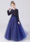 Long Sleeve Sequin Mesh Princess Graduation Party Dress Blue