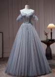 Off-The-Shoulder Sequin Long Evening Dress
