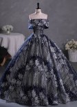 Deep Blue Shiny Off Shoulder Evening Dress