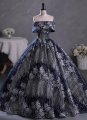 Deep Blue Shiny Off Shoulder Evening Dress