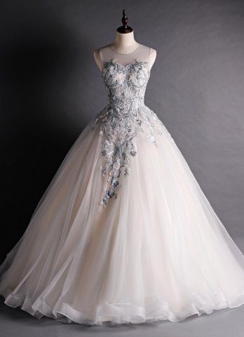 Beading Gray Sleeveless Backless Long Formal Evening Dresses