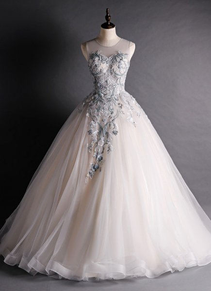Beading Gray Sleeveless Backless Long Formal Evening Dresses