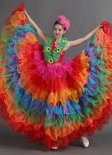 Women Samba Carnival Dance Fancy Dress Tulle Ruffled Rainbow Full Circle Skirt Tulle Dresses
