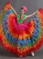 Women Samba Carnival Dance Fancy Dress Tulle Ruffled Rainbow Full Circle Skirt Tulle Dresses