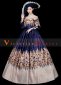 Blue Early Victorian Revolutionary Ball Gown Reenactment Theater Dress