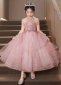 Pink Children Princess Bead Strapless Birthday Party Dress 2