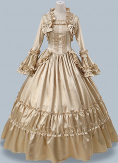 Women Champagne Victorian Southern Belle Fairytale Dress Civil War Costume Theater Clothing