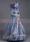 Blue Vintage Wedding Ball Gown Renaissance Costume with Hat 3
