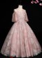 Flower Girl Flutter Sleeve Pink Tulle Prom Homecoming Dresses