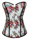 Vintage White Printed Underbust Corset with Chains