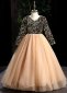 Girls New Years Celebrations Long Sleeve Party Sequin Tulle Formal Dresses champagne