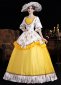 Yellow Printed Ruffled Half Sleeves Floor Length Venice Carnival Holiday Festive Formal Dress 2