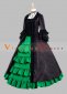 Green and Black Long Sleeve Gothic Victorian Dress